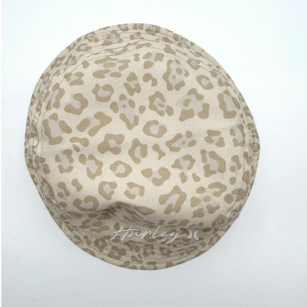 Hurley Unisex Tan Leopard Print‎ Outdoor Embroidered Logo Scripted Bucket Hat